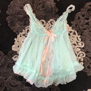 Mint and peach lingerie